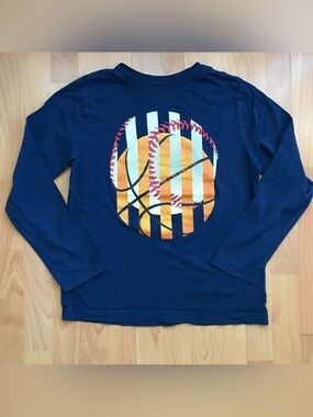 EUC Crazy 8 navy cotton long sleeve graphic sports tee shirt size XL 14-16